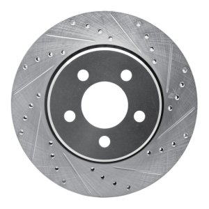 Dodge Nitro Brake Rotor (1) - Front Right - R1 Concepts - Drilled & Slotted - Silver - `07-`12